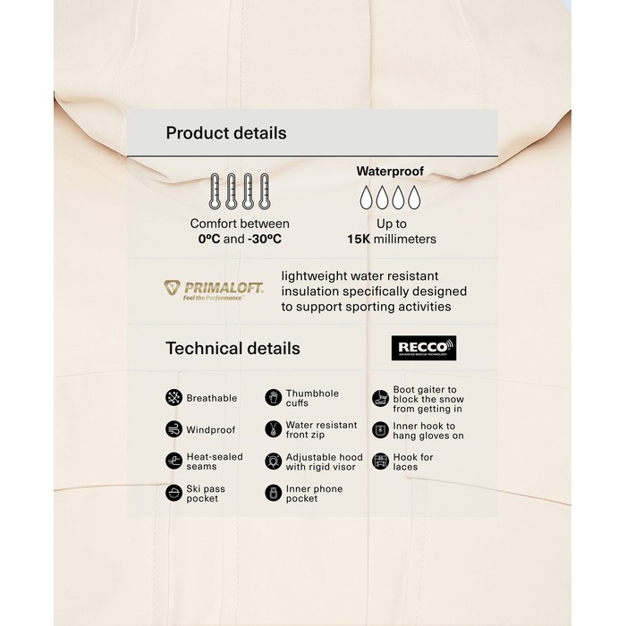 Лыжный водонепроницаемый комбинезон PrimaLoft® Feel the Performance TM