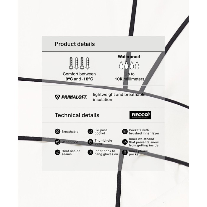 Лыжная водонепроницаемая стеганая куртка Primaloft® с окантовкой