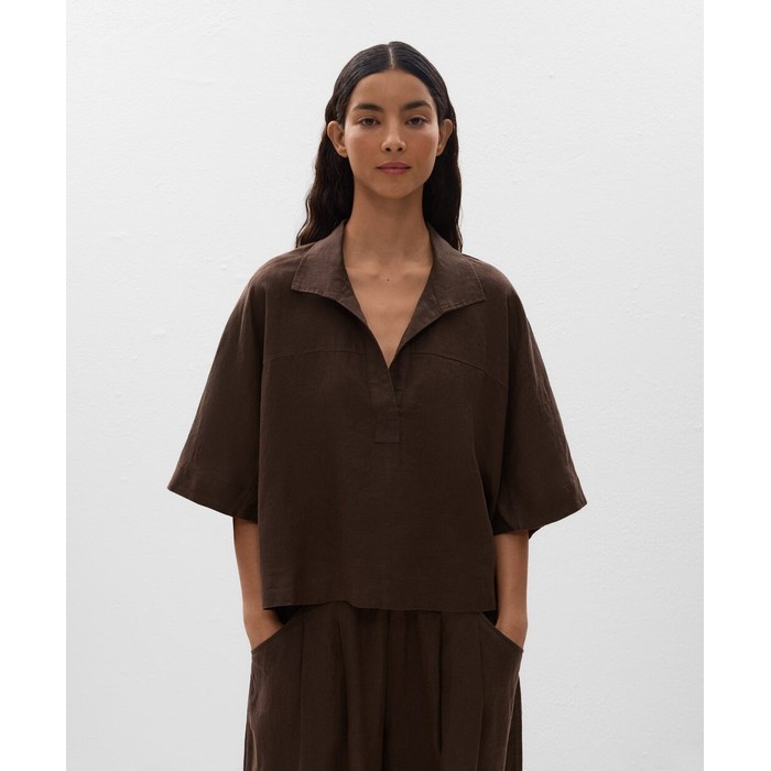 Рубашка Oversize с короткими рукавами из 100% льна