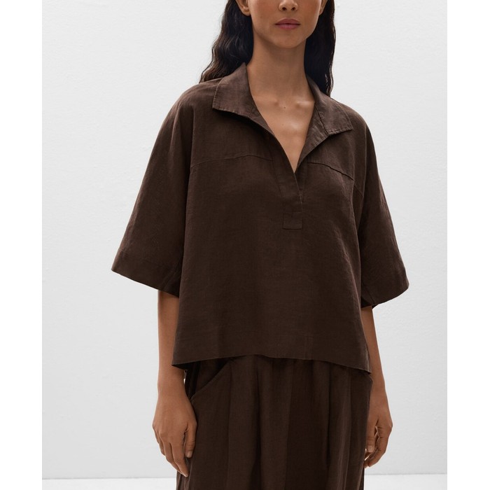 Рубашка Oversize с короткими рукавами из 100% льна