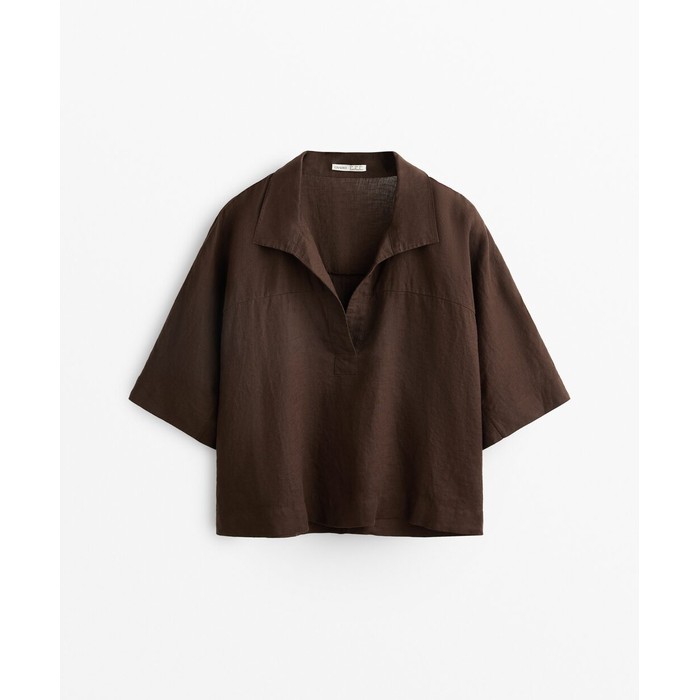 Рубашка Oversize с короткими рукавами из 100% льна