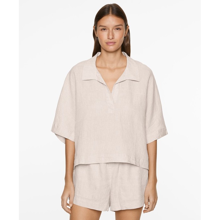 Рубашка Oversize с короткими рукавами из 100% льна
