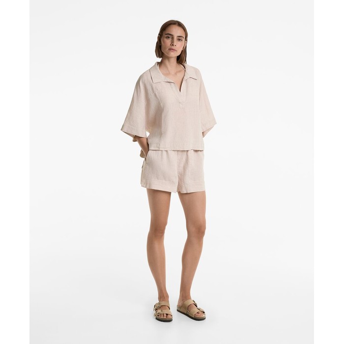 Рубашка Oversize с короткими рукавами из 100% льна