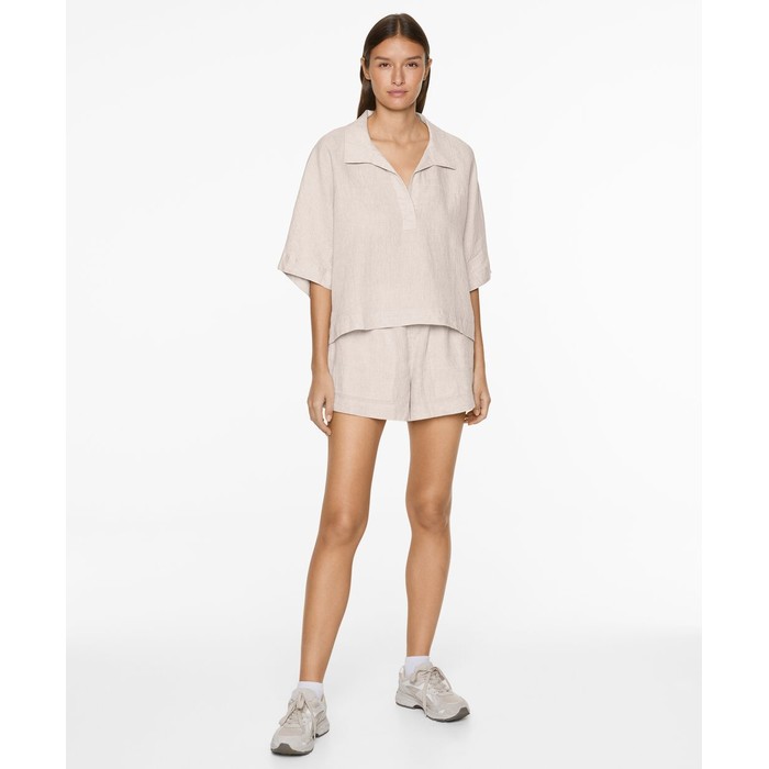Рубашка Oversize с короткими рукавами из 100% льна