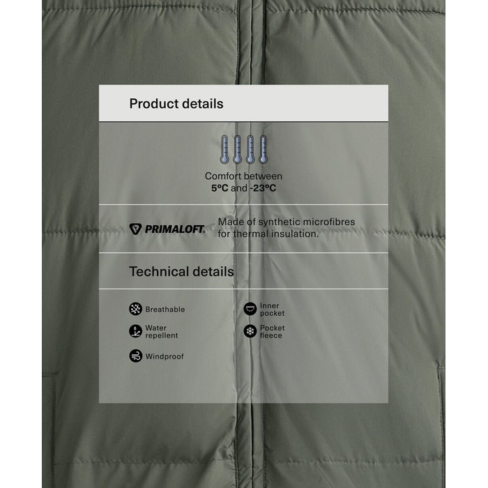 Водоотталкивающая миди-куртка с подкладкой PrimaLoft®