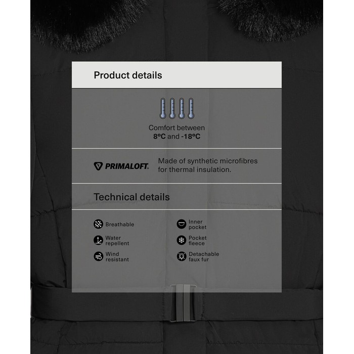 водоотталкивающая куртка миди с подкладкой primaloft®