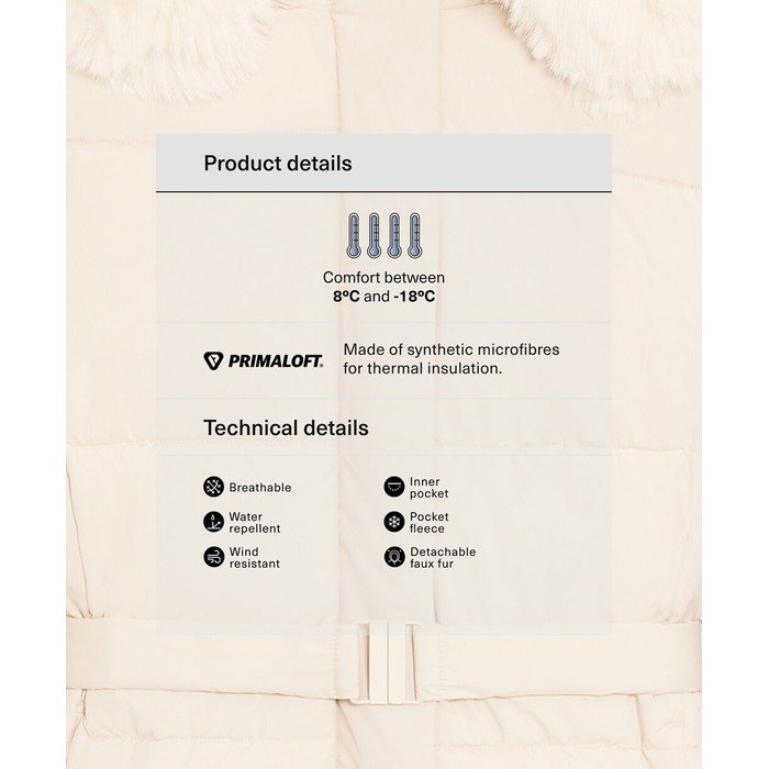 водоотталкивающая куртка миди с подкладкой primaloft®