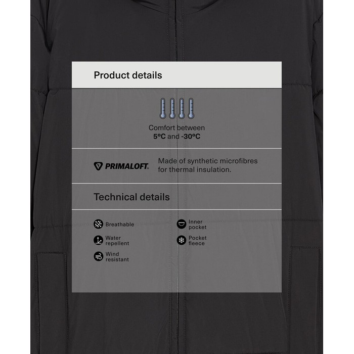Длинная куртка с водоотталкивающей подкладкой PrimaLoft®