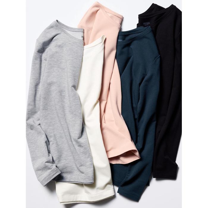 Теплая Футболка HEATTECH Cotton круглый ворот цвет: Чёрный