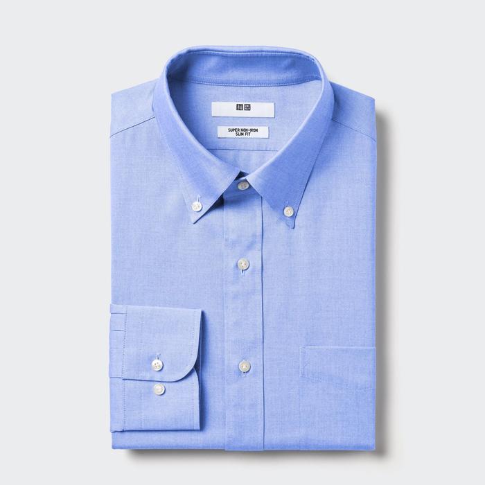 Приталенная Рубашка Super Non-Iron с Застежкой на Пуговицы цвет: Синий