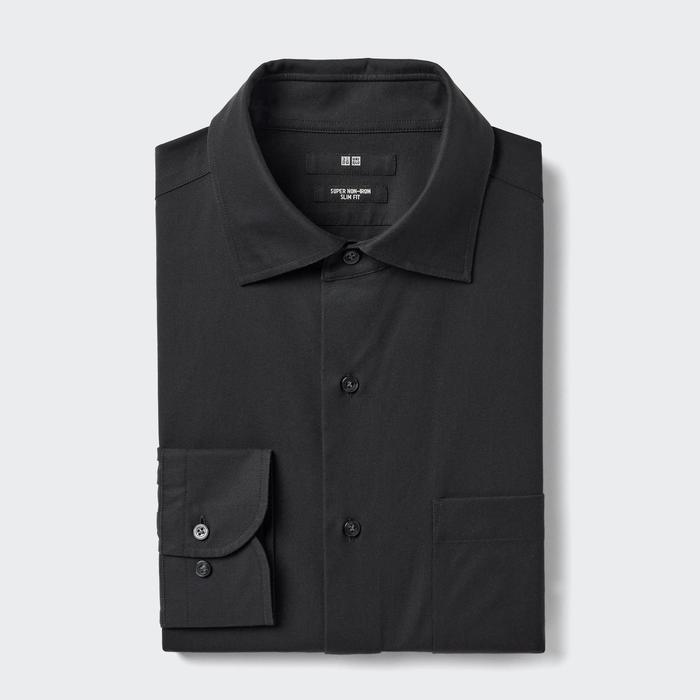 Рубашка Slim Fit Super Non-Iron с полушироким воротником цвет: Чёрный