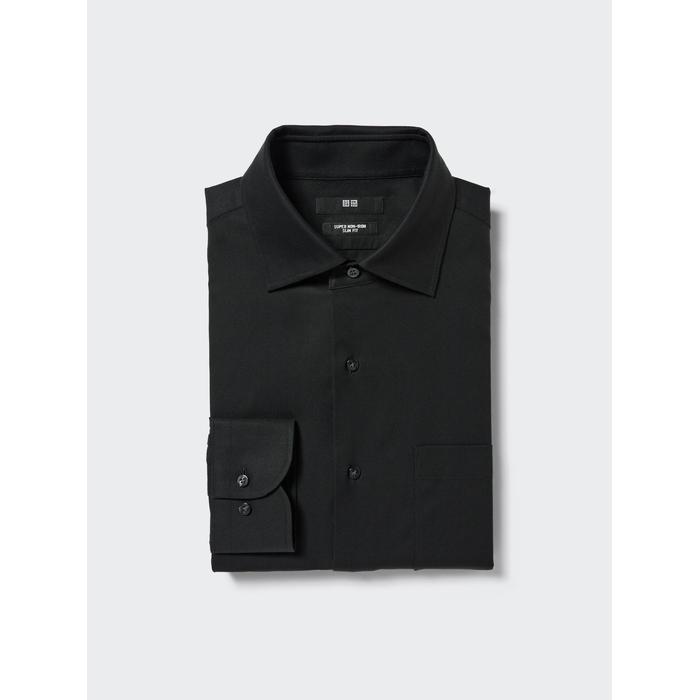 Рубашка Slim Fit Super Non-Iron с полушироким воротником цвет: Чёрный
