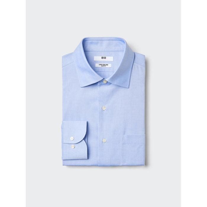 Рубашка Slim Fit Super Non-Iron с полушироким воротником цвет: Светло-синий