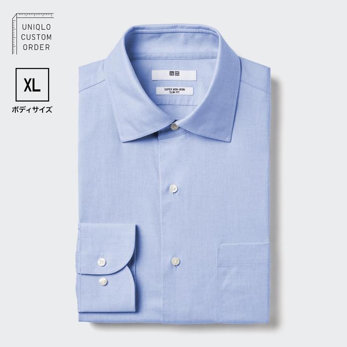 Приталенная Рубашка Super Non-Iron с Полушироким Воротником, Длинный Рукав, XL цвет: Светло-синий
