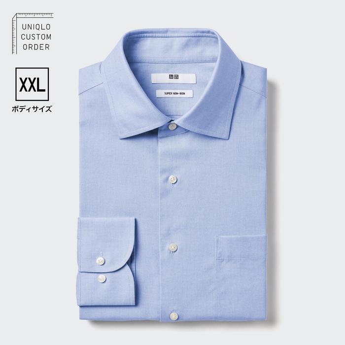 Рубашка Super Non-Iron с полушироким воротником, длинный рукав, XXL цвет: Светло-синий