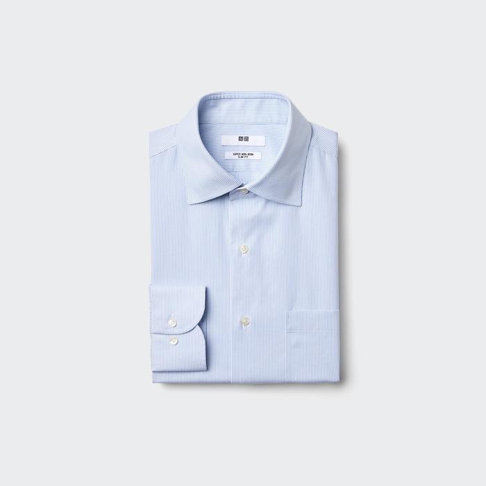 Рубашка Slim Fit, Полуприлегающая, с Узором, Не Требующая Глажки цвет: Синий