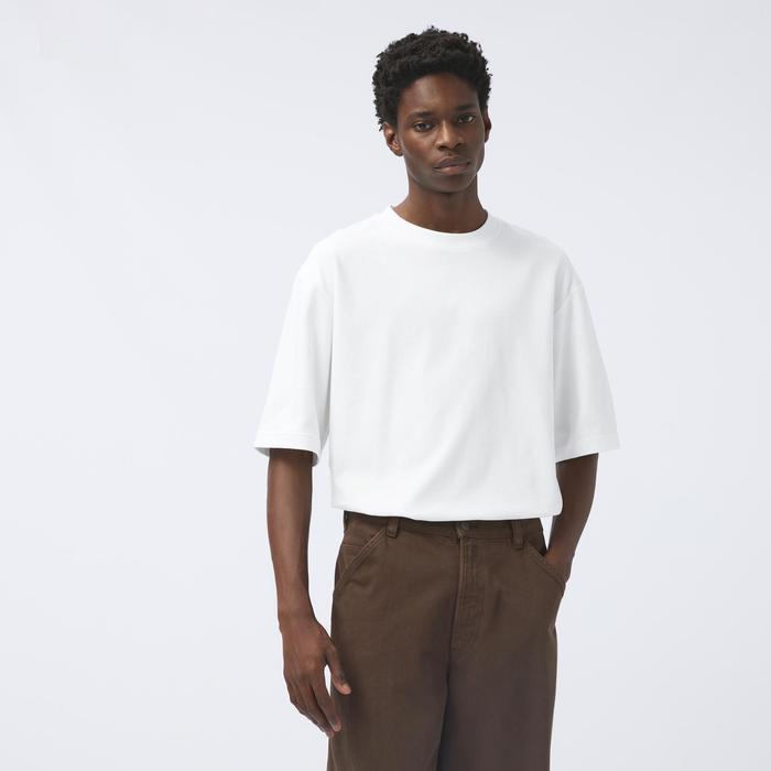 Футболка AIRism из хлопка, oversized, с рукавами 3/4 цвет: Белый