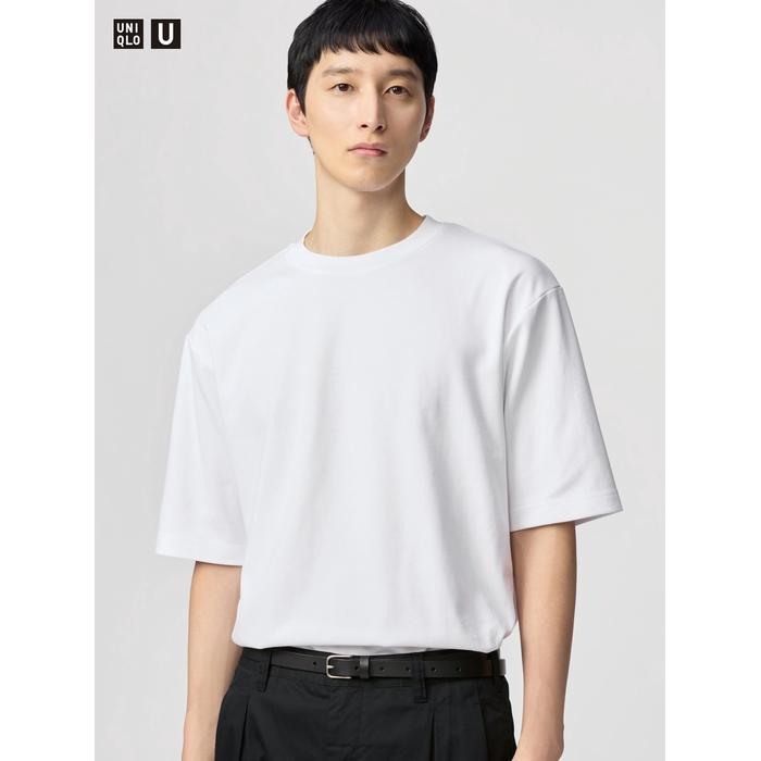 Футболка AIRism из хлопка, oversized, с рукавами 3/4 цвет: Белый