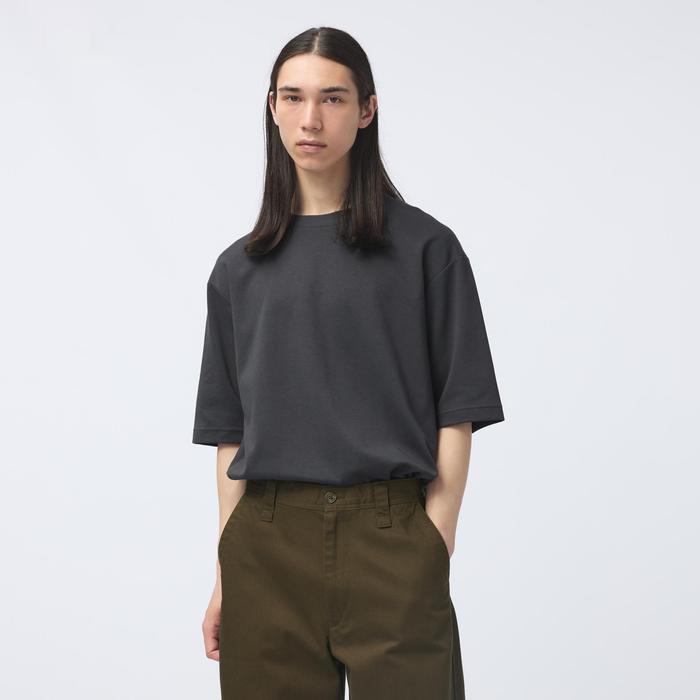 Футболка AIRism из хлопка, oversized, с рукавами 3/4 цвет: Серый