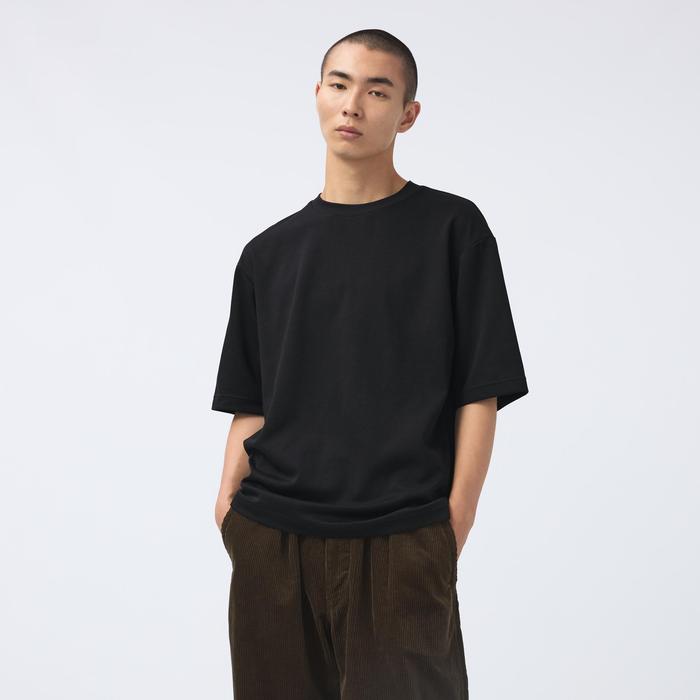 Футболка AIRism из хлопка, oversized, с рукавами 3/4 цвет: Чёрный