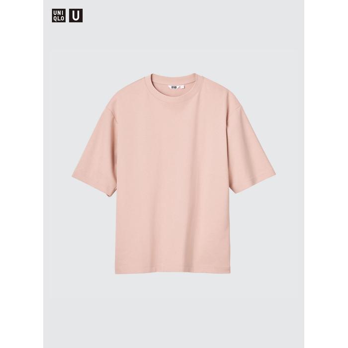 Футболка AIRism из хлопка, oversized, с рукавами 3/4 цвет: Розовый