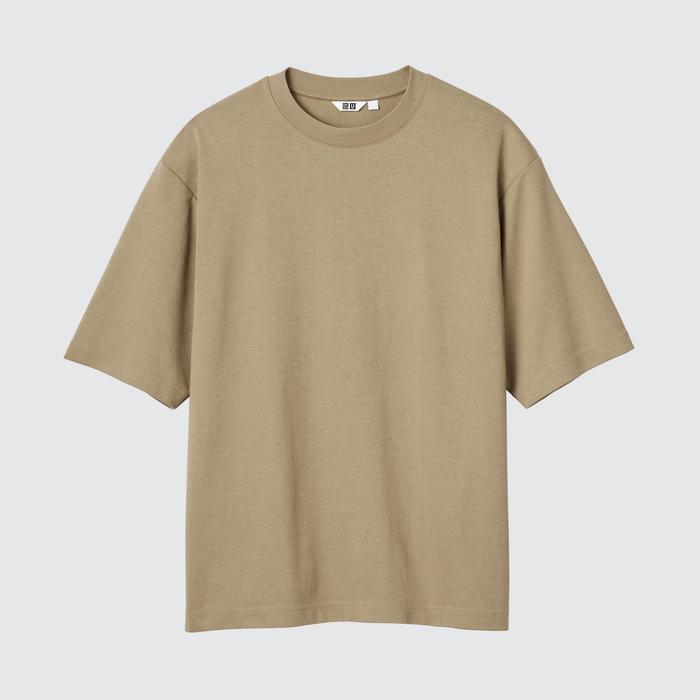 Футболка AIRism из хлопка, oversized, с рукавами 3/4 цвет: Коричневый