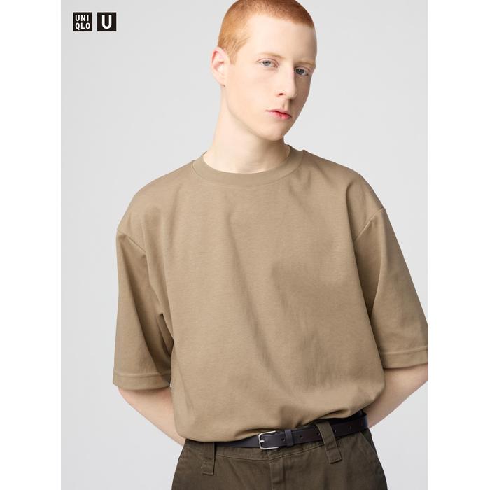 Футболка AIRism из хлопка, oversized, с рукавами 3/4 цвет: Коричневый