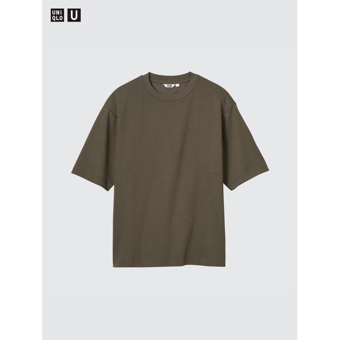 Футболка AIRism из хлопка, oversized, с рукавами 3/4 цвет: Оливковый