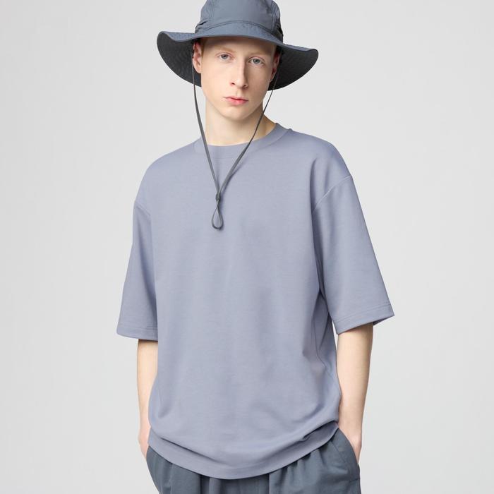 Футболка AIRism из хлопка, oversized, с рукавами 3/4 цвет: Синий