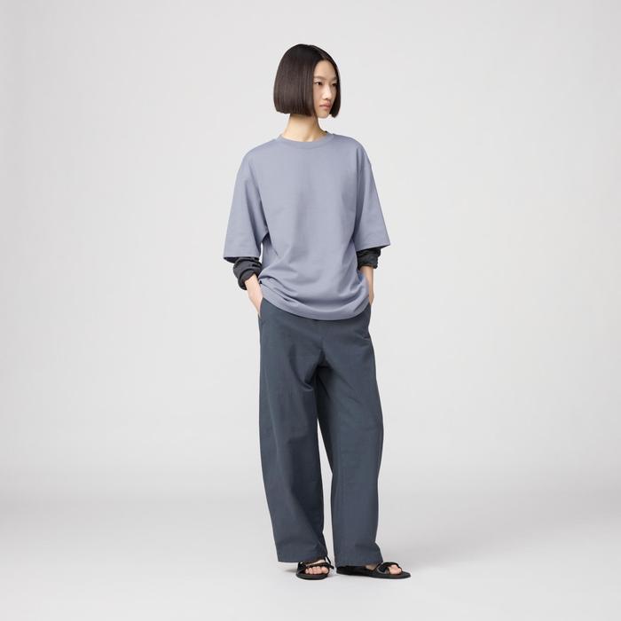Футболка AIRism из хлопка, oversized, с рукавами 3/4 цвет: Синий
