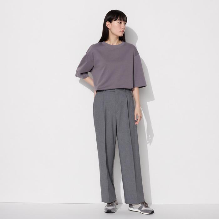 Футболка AIRism из хлопка, oversized, с рукавами 3/4 цвет: Синий