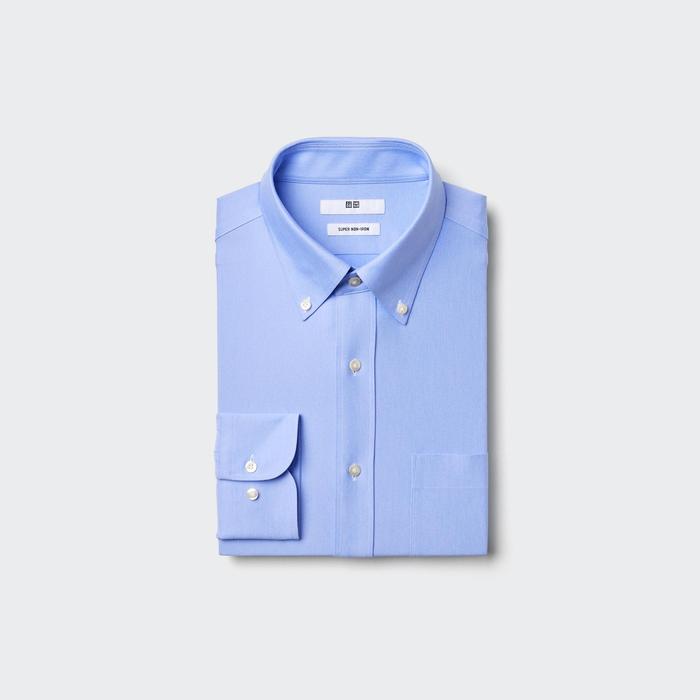 Рубашка Super Non-Iron из Трикотажа цвет: Синий