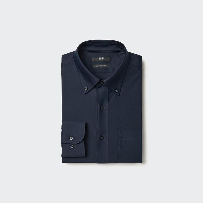 Рубашка Super Non-Iron из Трикотажа цвет: Тёмно-синий