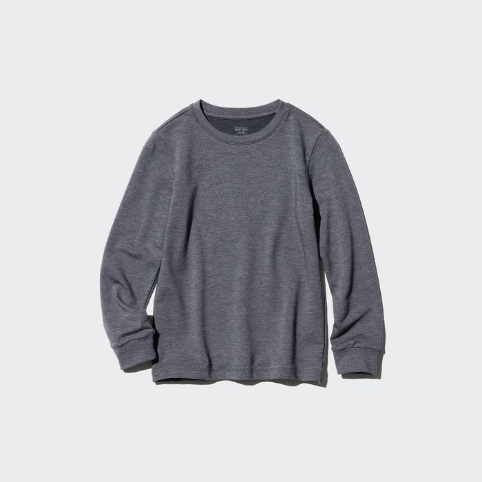 Теплая Футболка HEATTECH Cotton с Круглым Вырезом цвет: Тёмно-серый