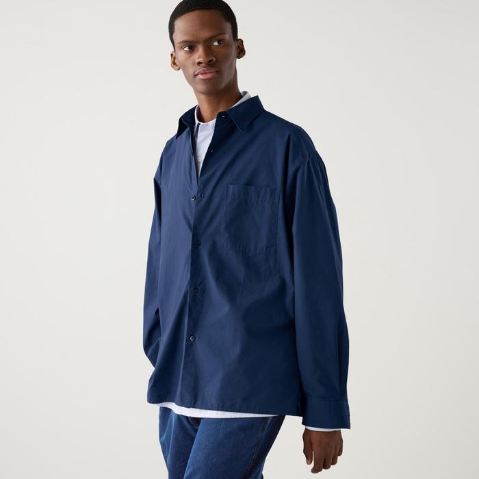 Рубашка оверсайз из ткани broadcloth цвет: Синий