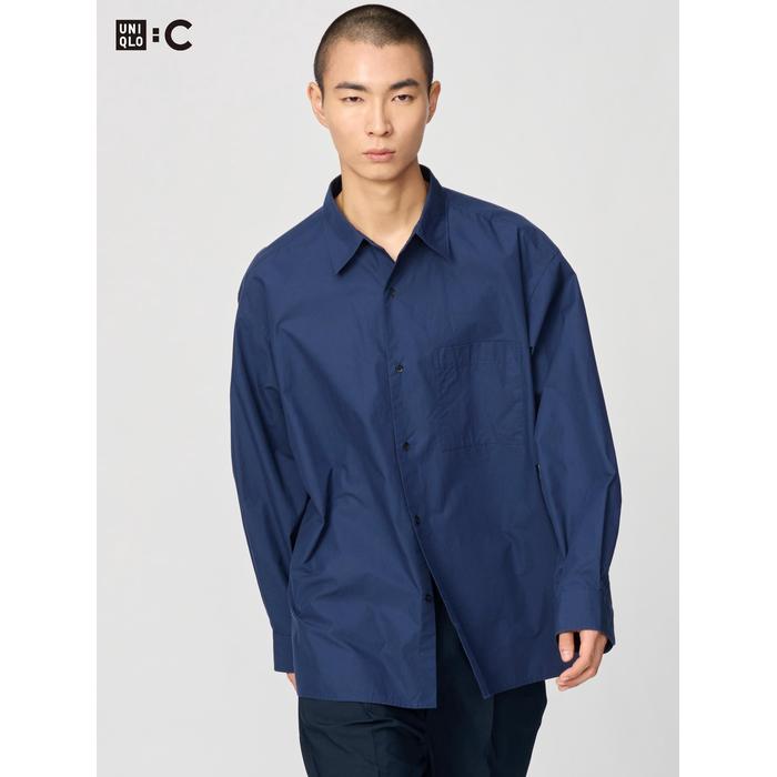 Рубашка оверсайз из ткани broadcloth цвет: Синий