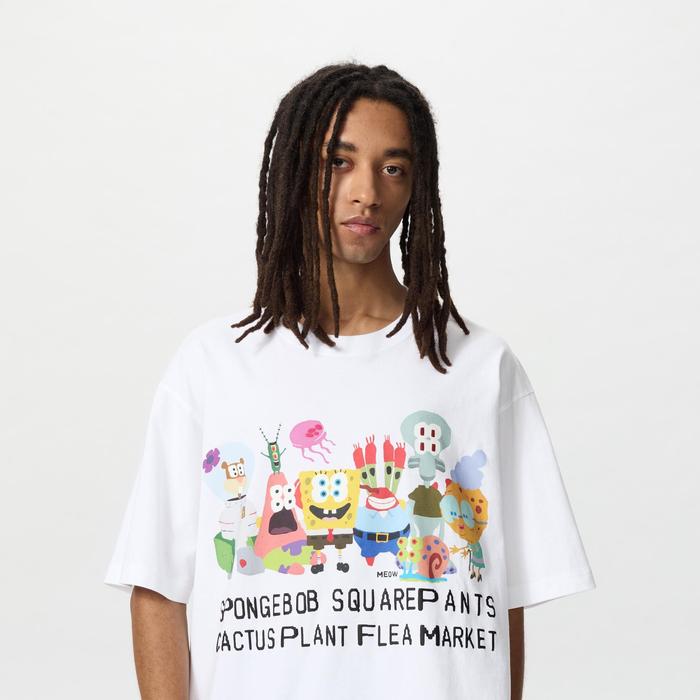 Футболка Спанч Боб x Cactus Plant Flea Market Oversize цвет: Белый