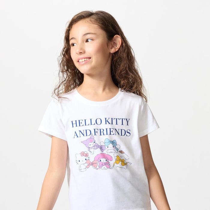 Детская укороченная футболка Sanrio Characters UT цвет: Белый