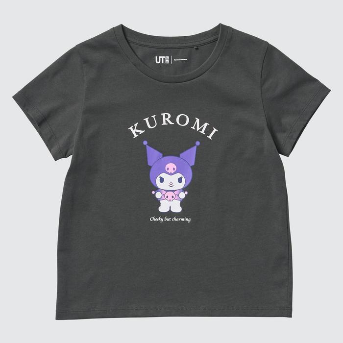Детская укороченная футболка Sanrio Characters UT цвет: Тёмно-серый