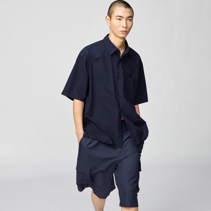 Рубашка оверсайз из ткани broadcloth цвет: Тёмно-синий