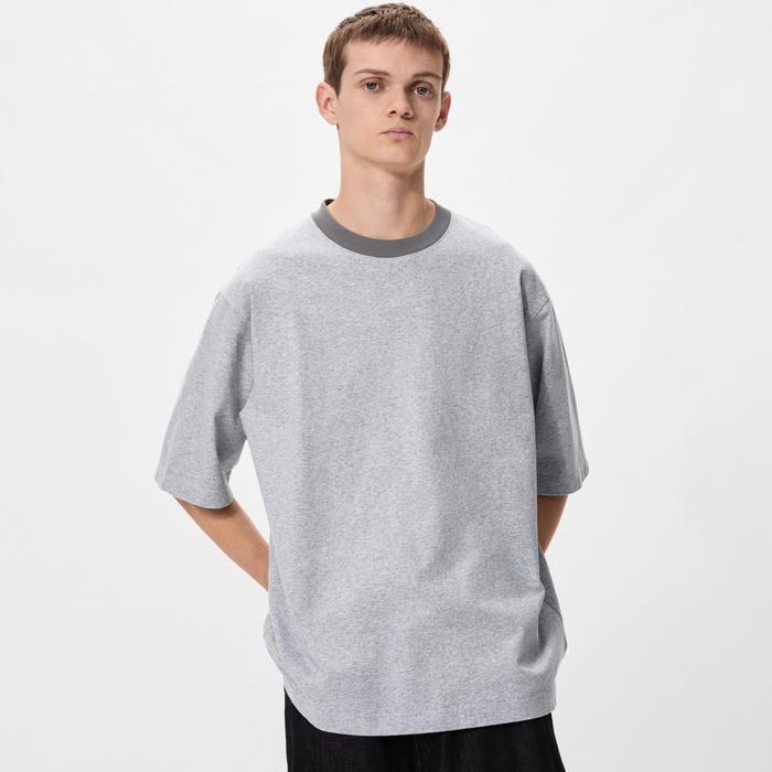 Футболка Oversize с вставками цвет: Серый
