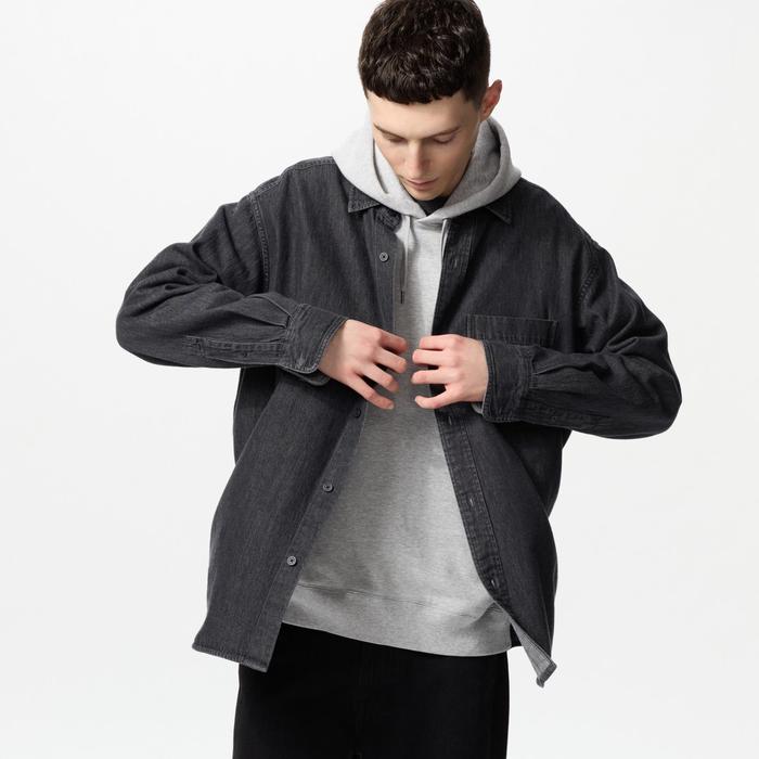Джинсовая Верхняя Рубашка Oversize цвет: Чёрный