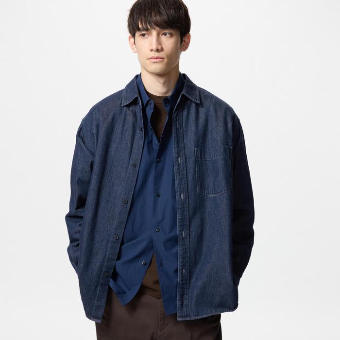 Джинсовая Верхняя Рубашка Oversize цвет: Синий