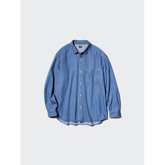 Джинсовая Верхняя Рубашка Oversize цвет: Синий