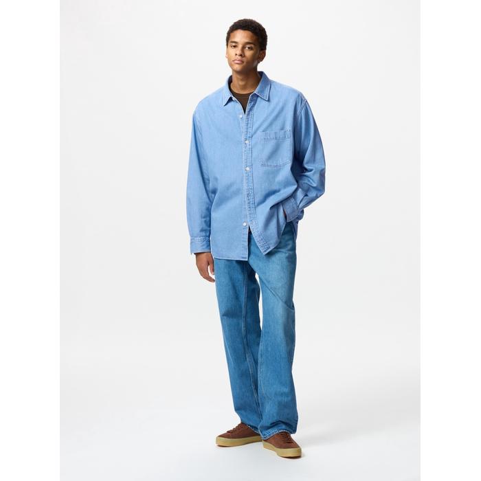 Джинсовая Верхняя Рубашка Oversize цвет: Синий