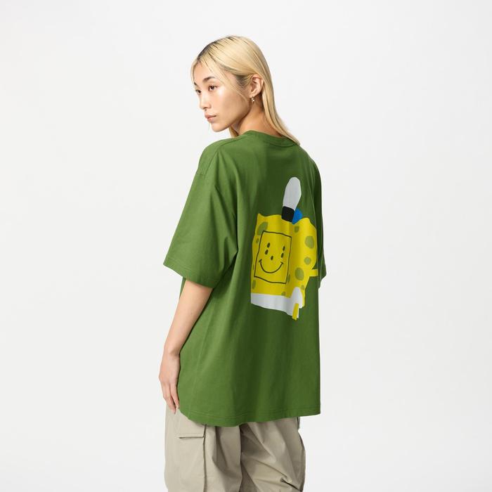 Футболка Спанч Боб x Cactus Plant Flea Market Oversize цвет: Оливковый