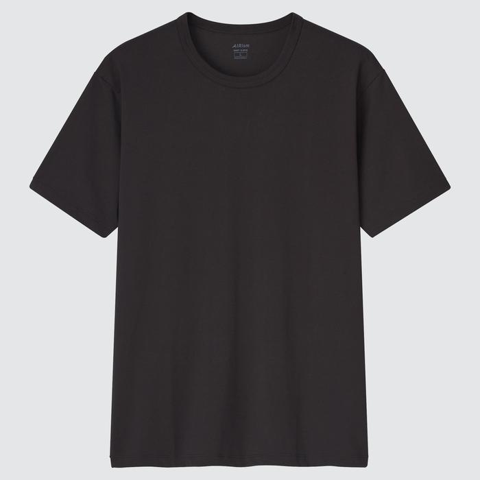 Хлопчатобумажная футболка с круглым вырезом airism цвет: Чёрный
