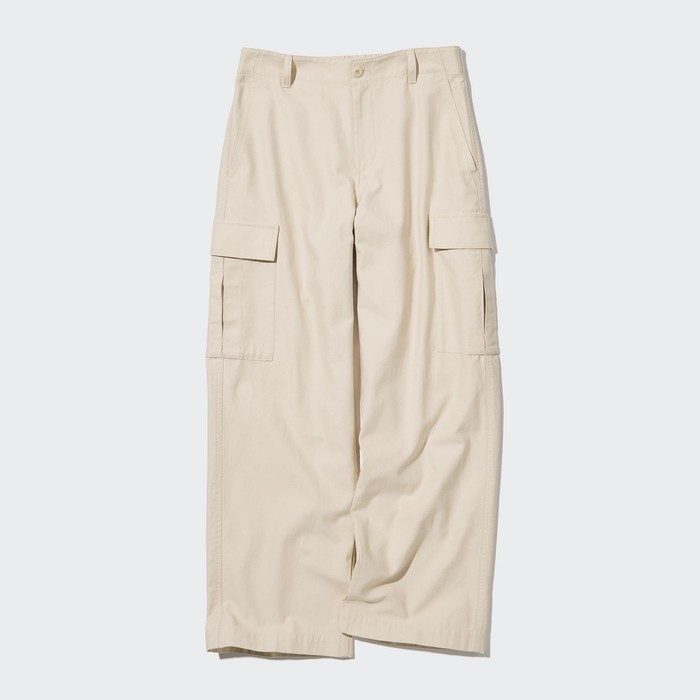 Широкие брюки-карго с прямыми штанинами цвет: Бежевый