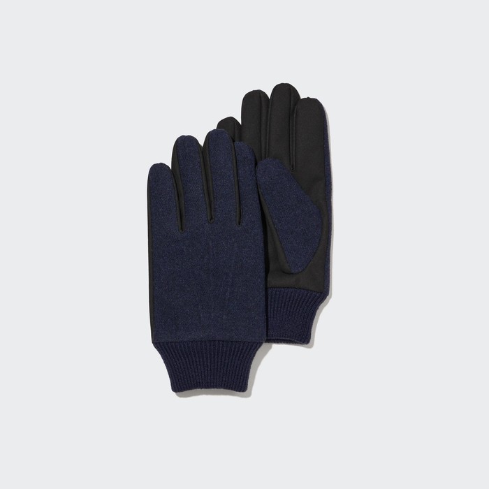 Твидовые перчатки на подкладке heattech цвет: Синий