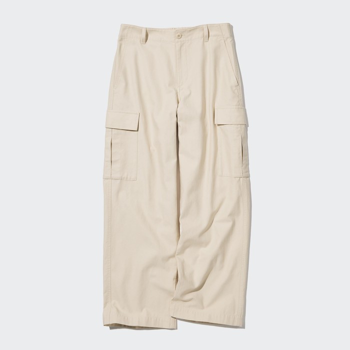 Широкие брюки-карго с прямыми штанинами (длинные) цвет: Бежевый